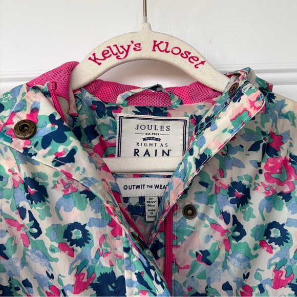 •Joules• Girls Colorful Floral Hooded Raincoat - Size 3 Years - Picture 3 of 11